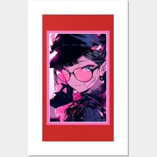 Aesthetic Anime Girl Pink Rosa Black | Quality Aesthetic Anime Design | Premium Chibi Manga Anime Art Posters and Art